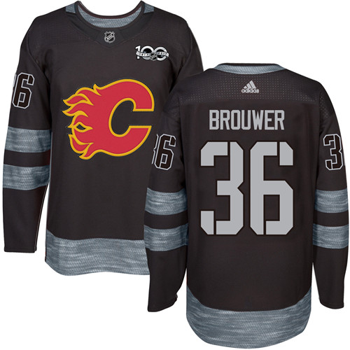 Adidas Flames #36 Troy Brouwer Black 1917-100th Anniversary Stitched NHL Jersey